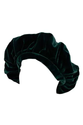 1980s Laura Ashley Green Slouchy Velvet Beret