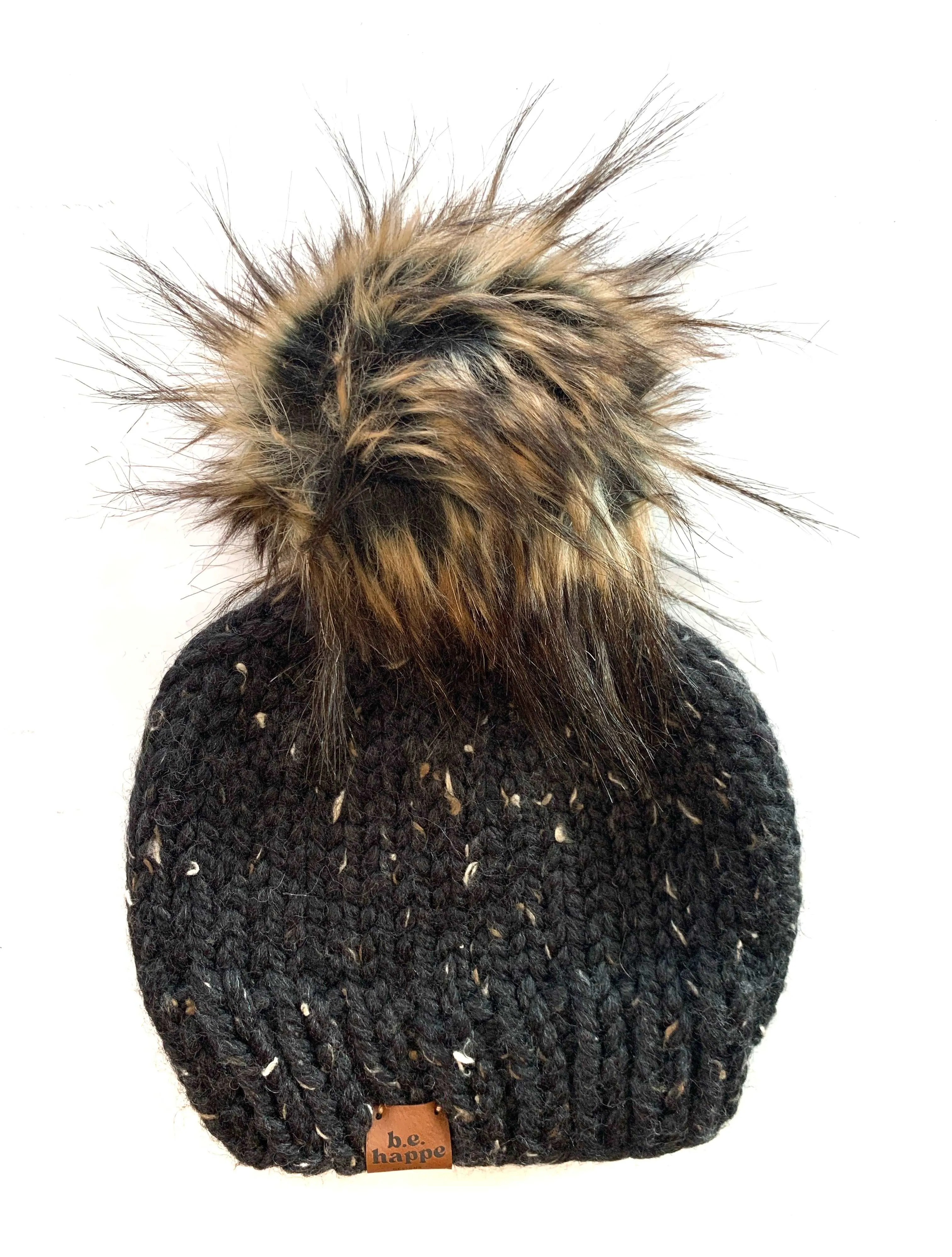 6-12 month Solid Knit Pom Hat | Obsidian Black