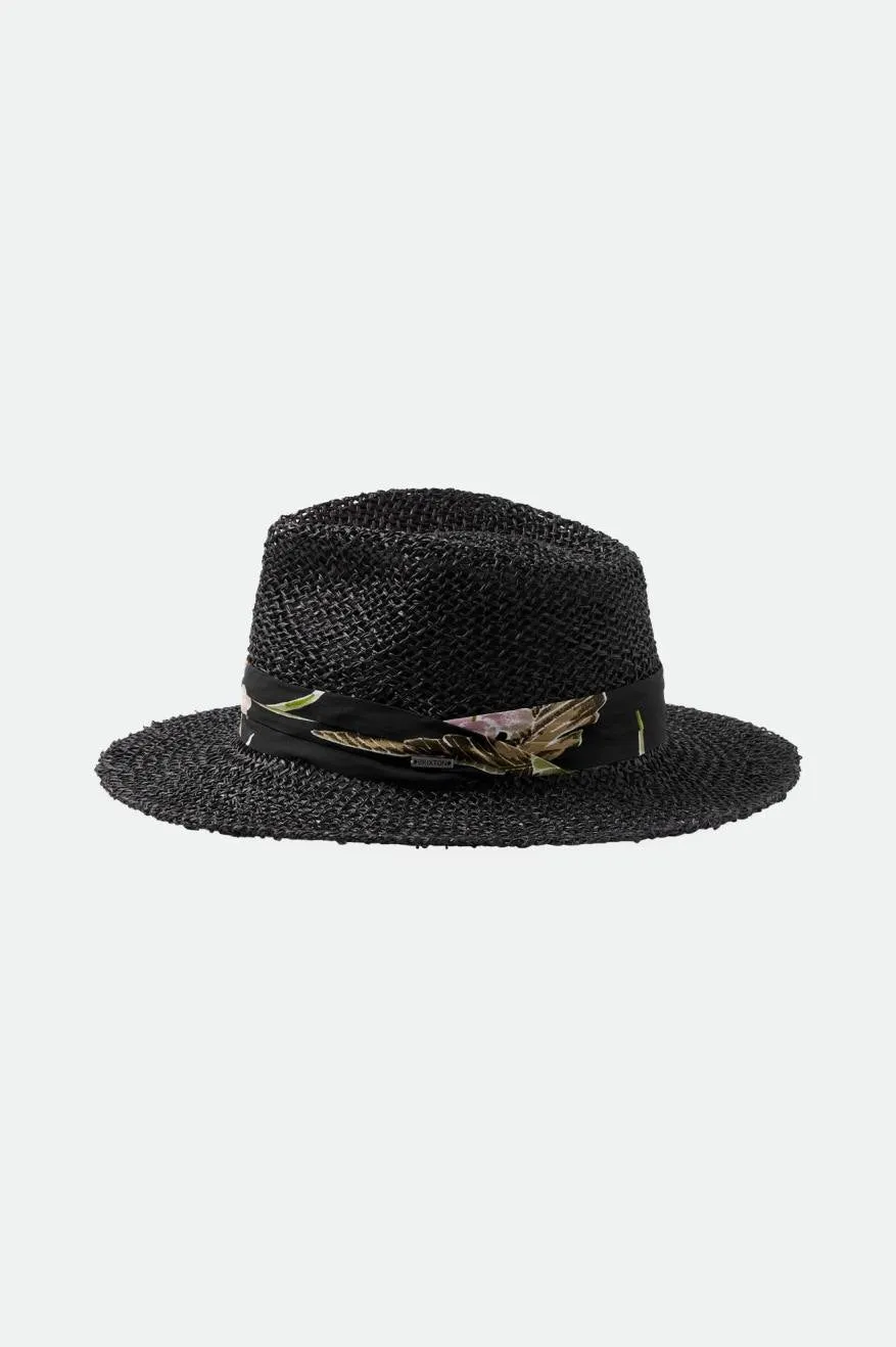 Aloha Straw Fedora - Black/Black