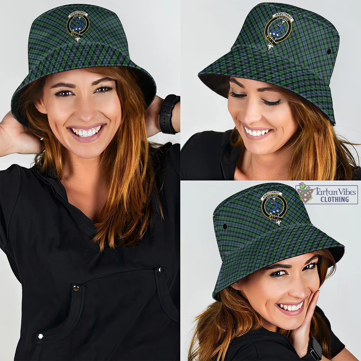 Arbuthnot Tartan Bucket Hat with Family Crest