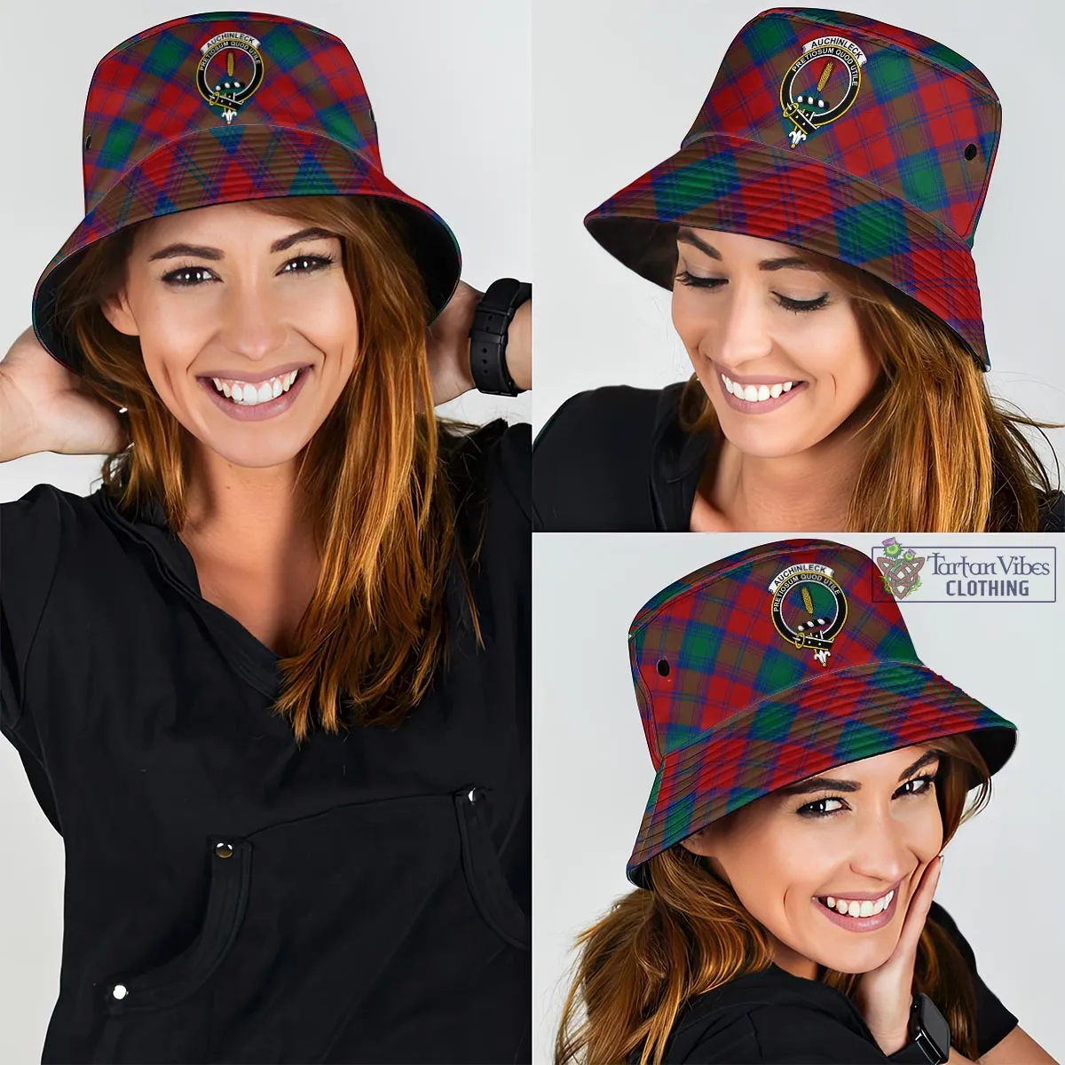 Auchinleck (Affleck) Tartan Bucket Hat with Family Crest