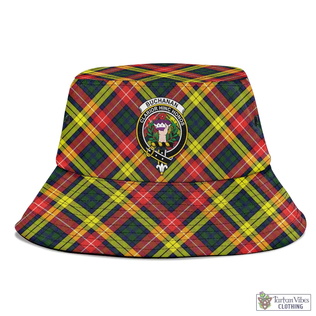 Buchanan Modern Tartan Bucket Hat with Family Crest