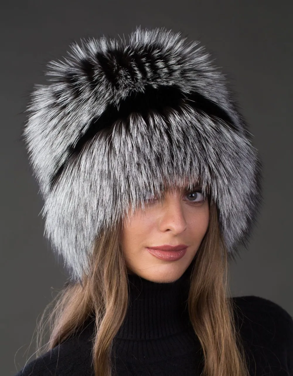 BY ORDER Women Silver Fox Fur Hat, Fur Hat, Stretchy Fur hat, Knit Fur Hat, Fox Fur Hat, Girl Fur Hat, Trapper Hat, Real fur Hat, Fluffy hat