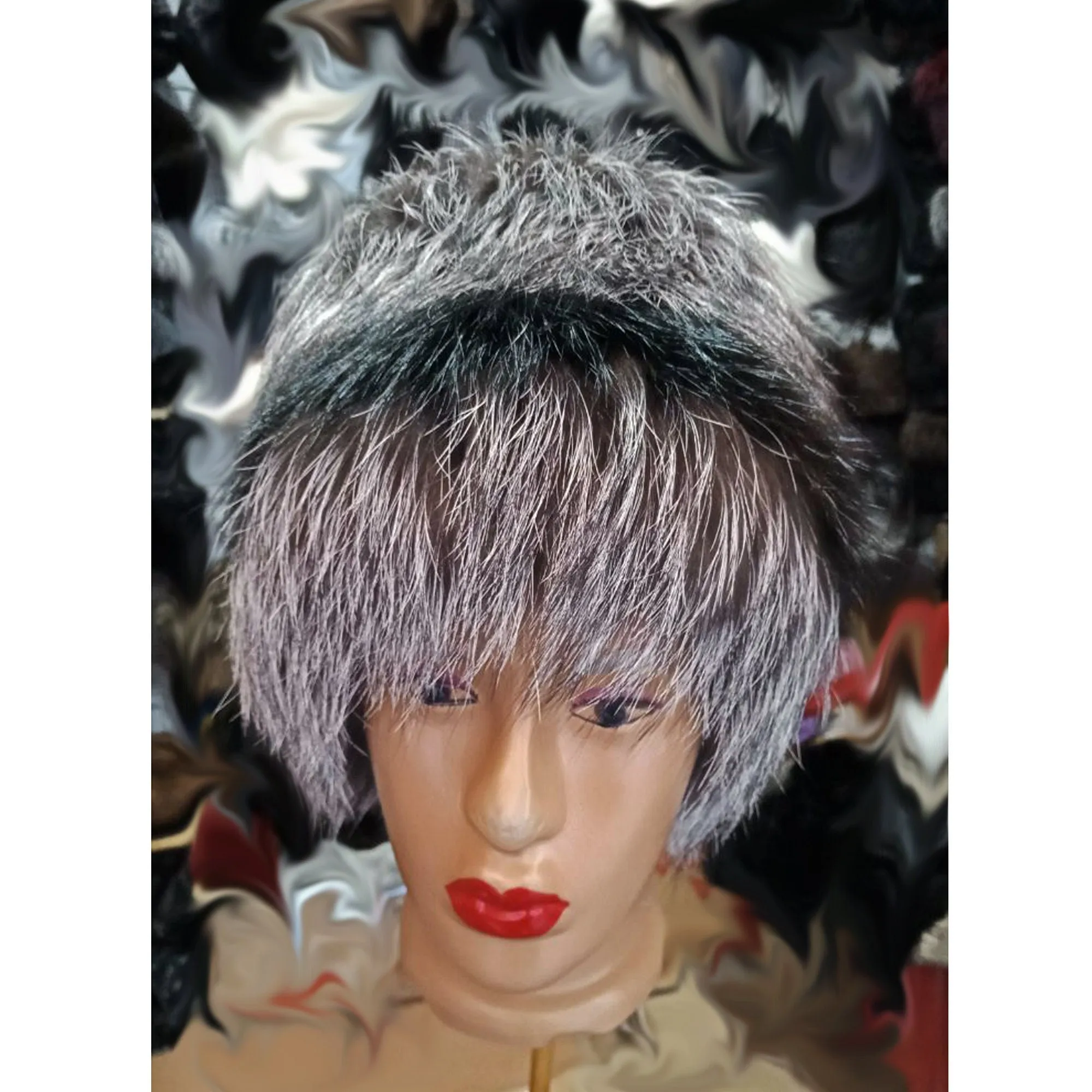 BY ORDER Women Silver Fox Fur Hat, Fur Hat, Stretchy Fur hat, Knit Fur Hat, Fox Fur Hat, Girl Fur Hat, Trapper Hat, Real fur Hat, Fluffy hat