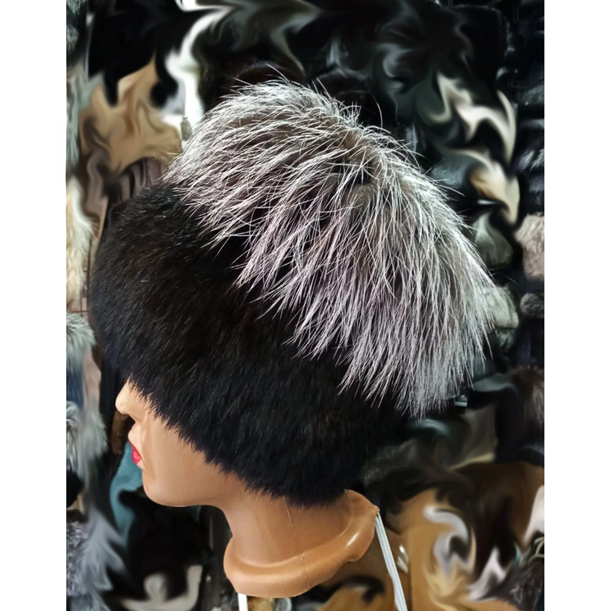 BY ORDER Women Silver Fur Hat, Fox Fur Hat, Stretchy Fox Fur hat, Double color Knit Fur Hat, Fox Fur Hat, Girl Fur Hat, Trapper Hat, Fur Hat