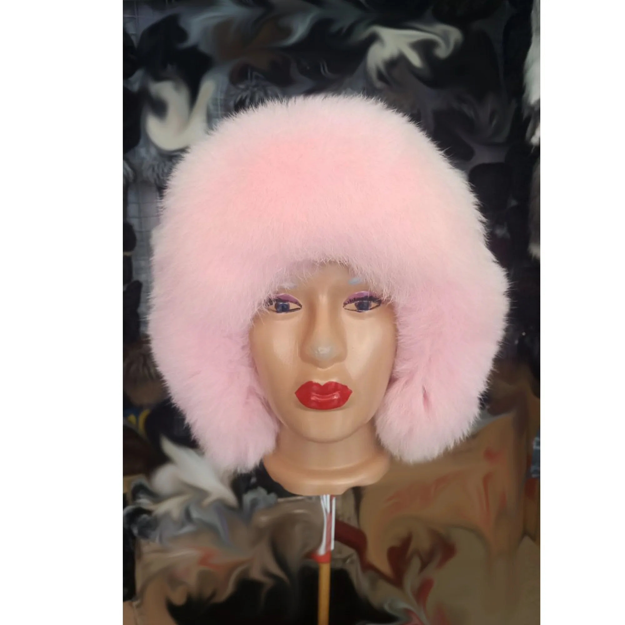 BY ORDER Women Ushanka Hat, Real Leather Fox Fur Hat, Fur Hat, Aviator Hat, Russian Hat, Ski Hat, Leather Hat Ear Flaps, Girl Trapper Pink