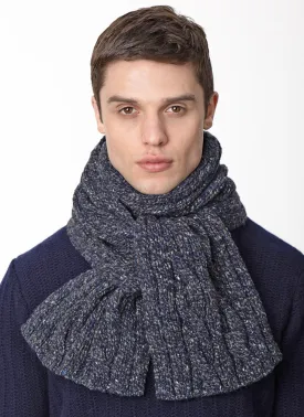 Cable and Rib Scarf – Navy Slate - Fisherman Out of Ireland