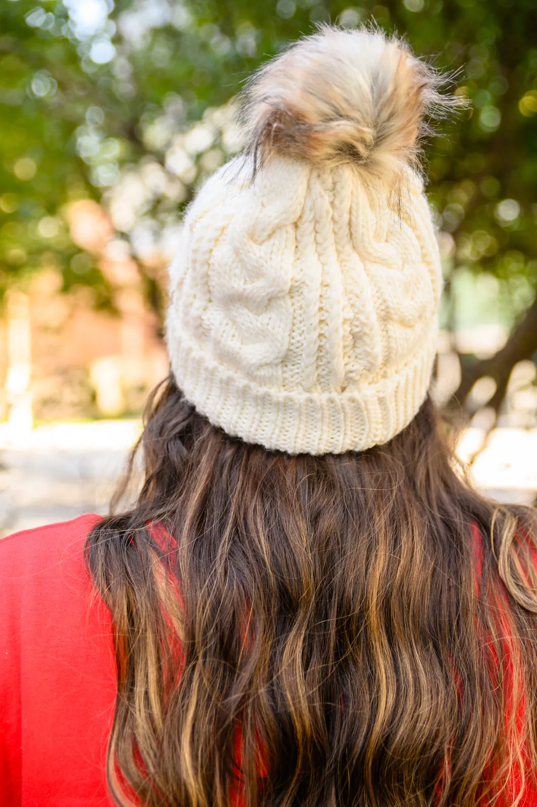 Cable Knit Cuffed Beanie In Ivory