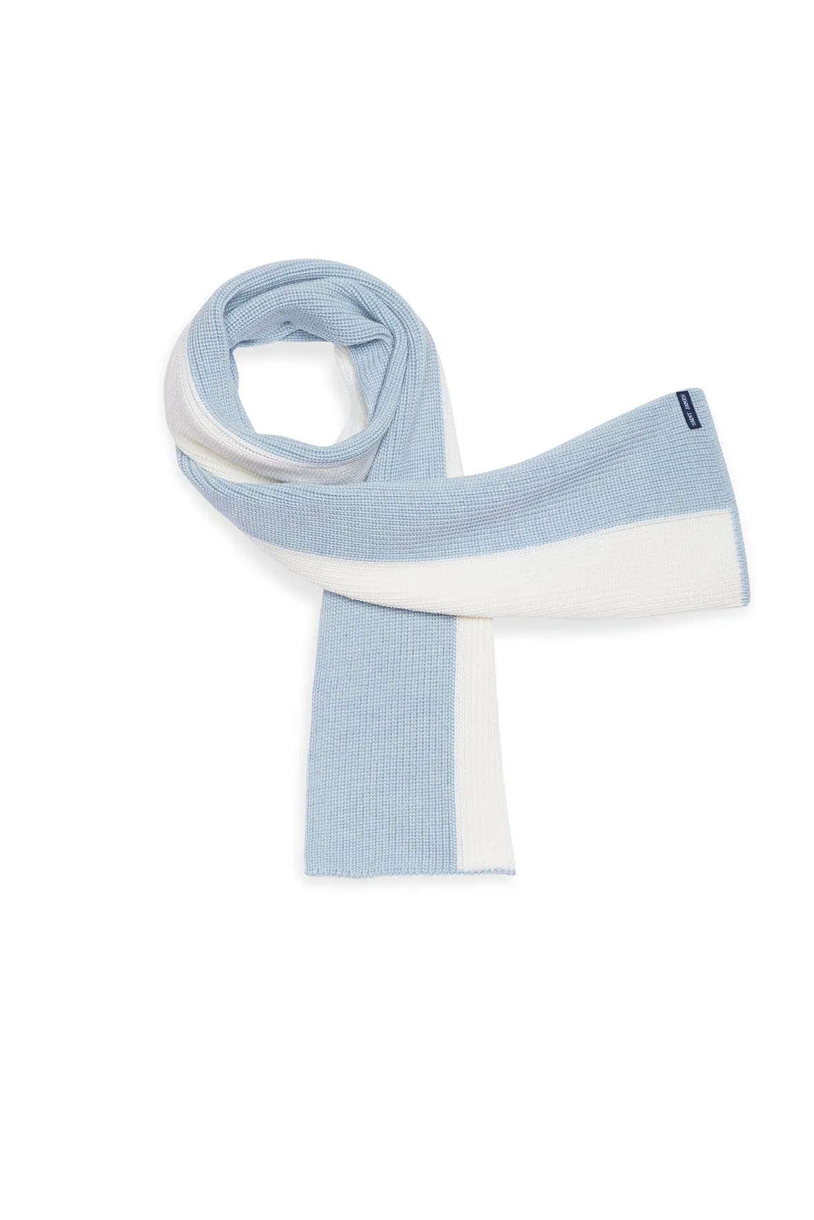 Canoe Two-tone Wool Scarf - in purl knit (CIEL CHINE/BLANC)