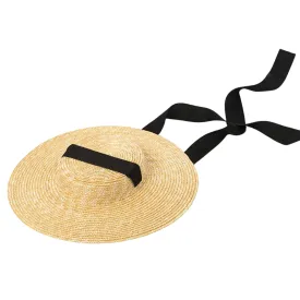 Chic Wide Brim Natural Straw Hat with Elegant Ribbon