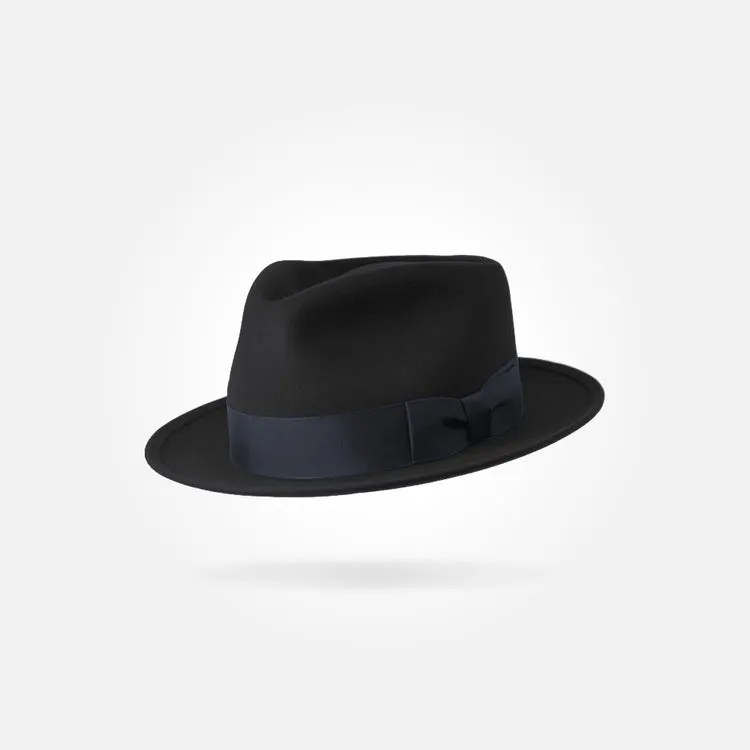 Classic Charm Fedora Fur Felt Hat in Black