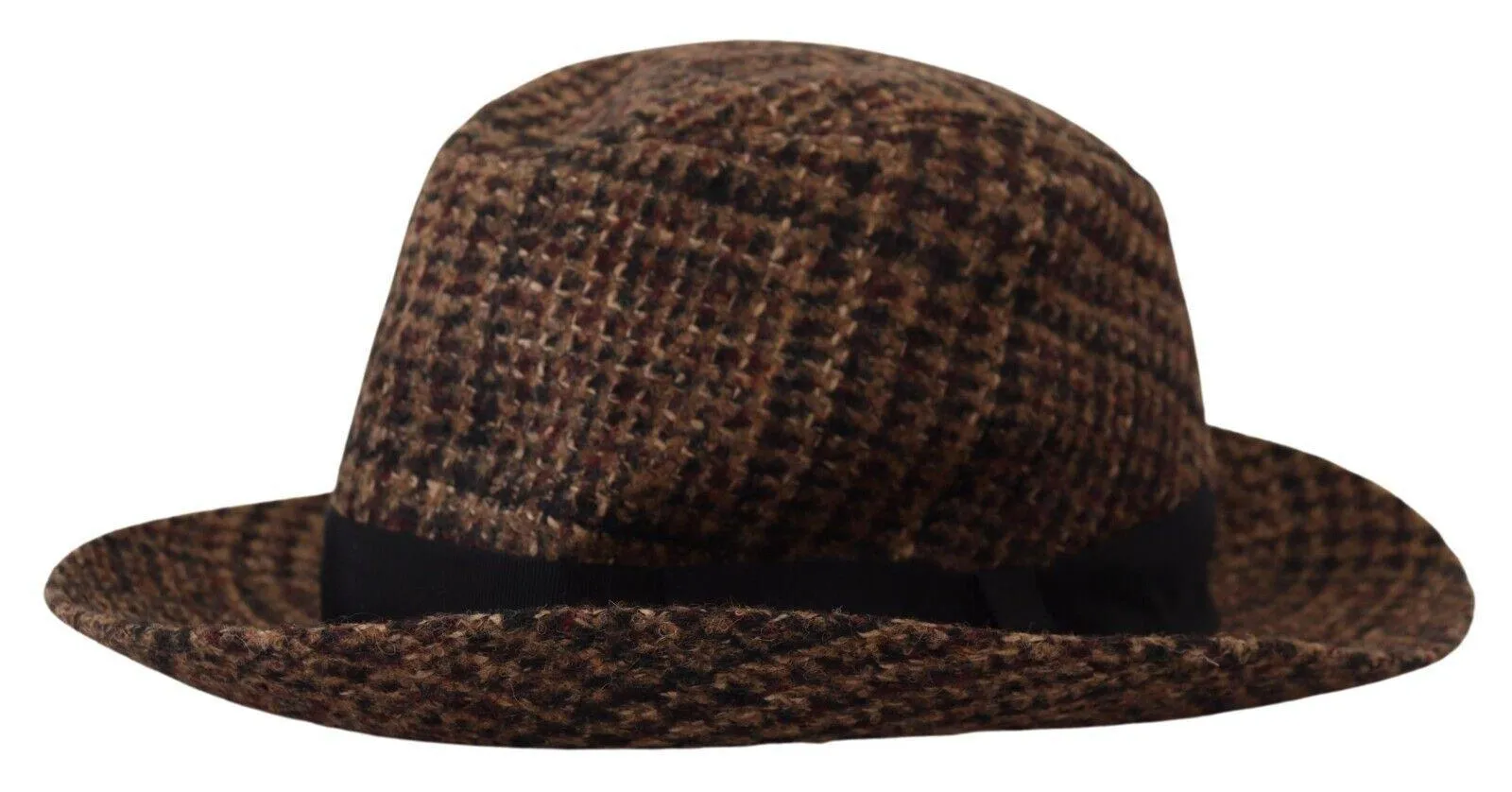 Dolce & Gabbana Brown Tweed Wool Logo Fedora Trilby Hat