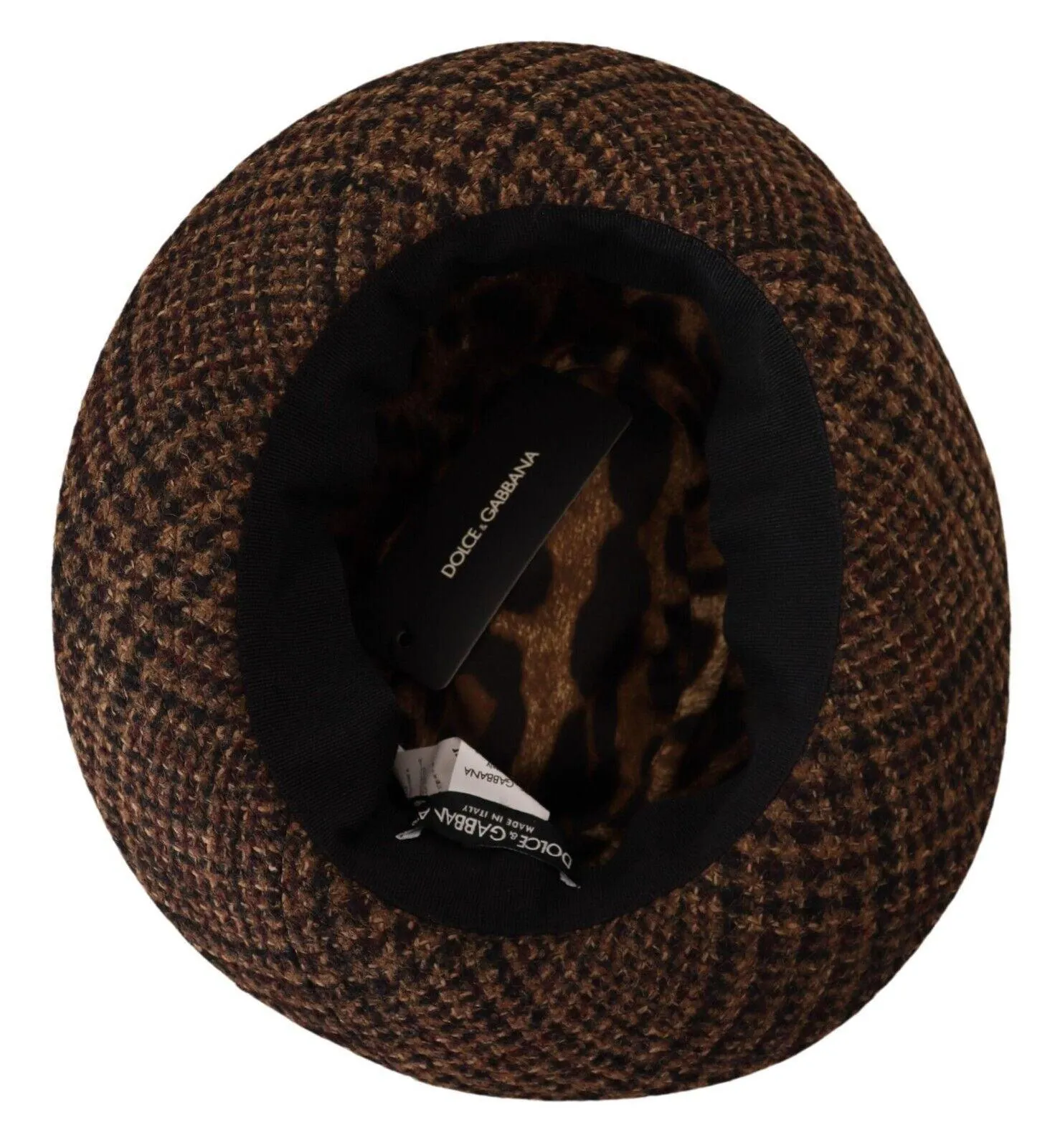 Dolce & Gabbana Brown Tweed Wool Logo Fedora Trilby Hat