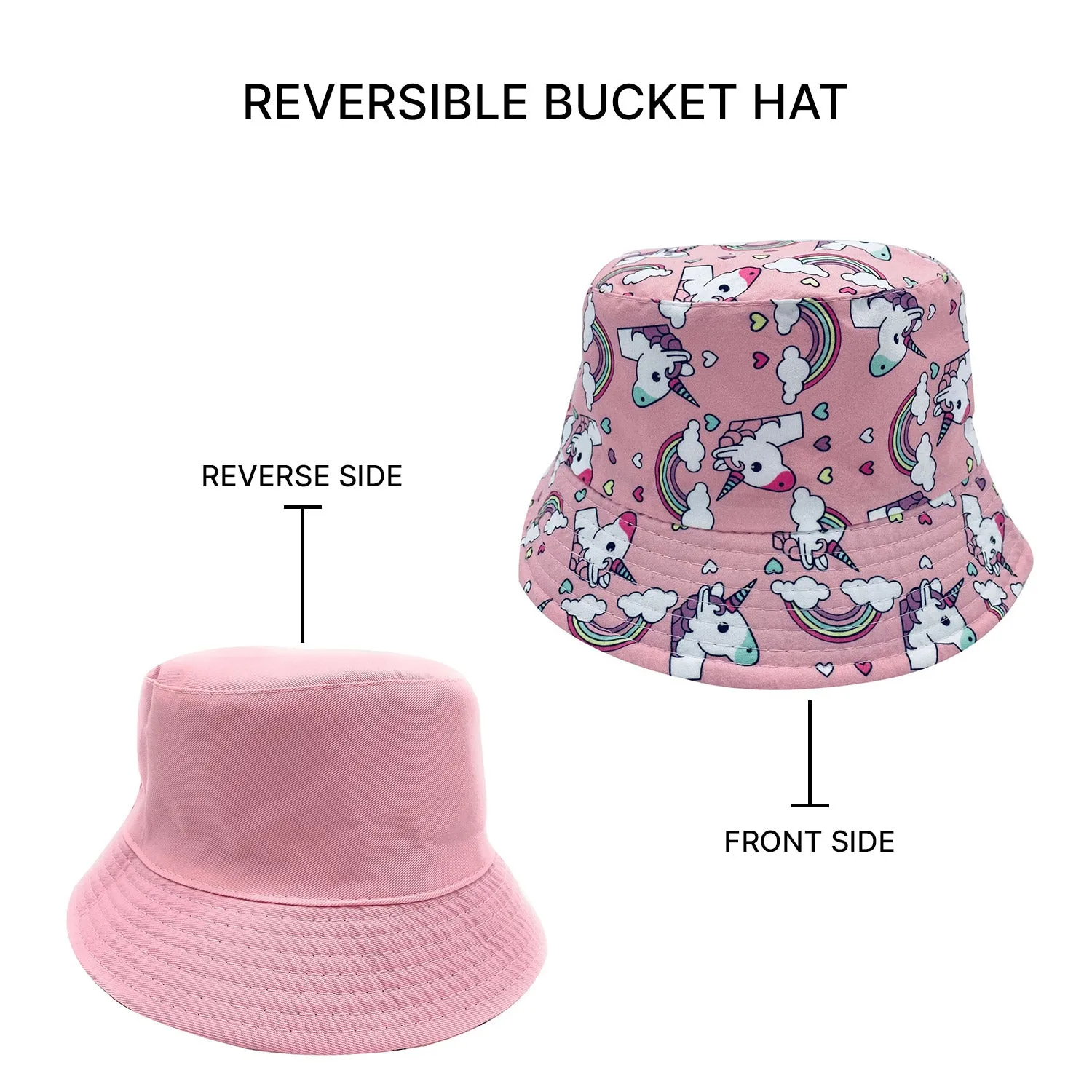 Empire Cove Kids Unicorns Bucket Hat Reversible Fisherman Cap Girls Summer Beach