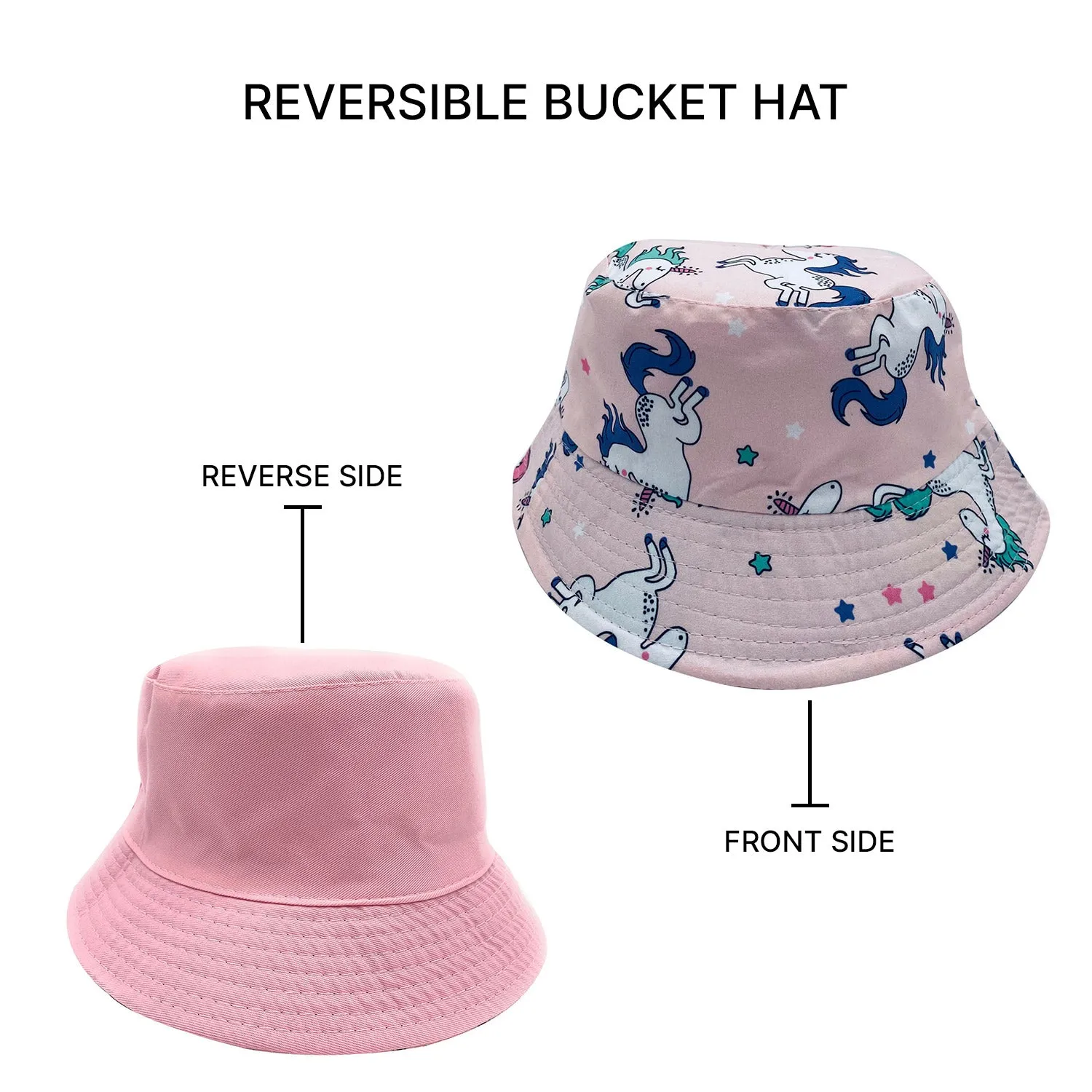 Empire Cove Kids Unicorns Bucket Hat Reversible Fisherman Cap Girls Summer Beach