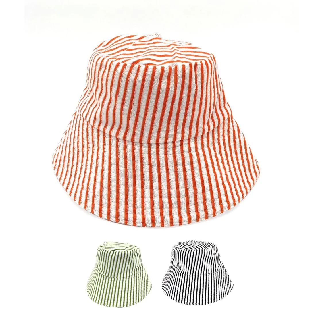 Empire Cove Stripe Terry Cloth Bucket Hat Fisherman Cap Women Men Summer Sun Hat