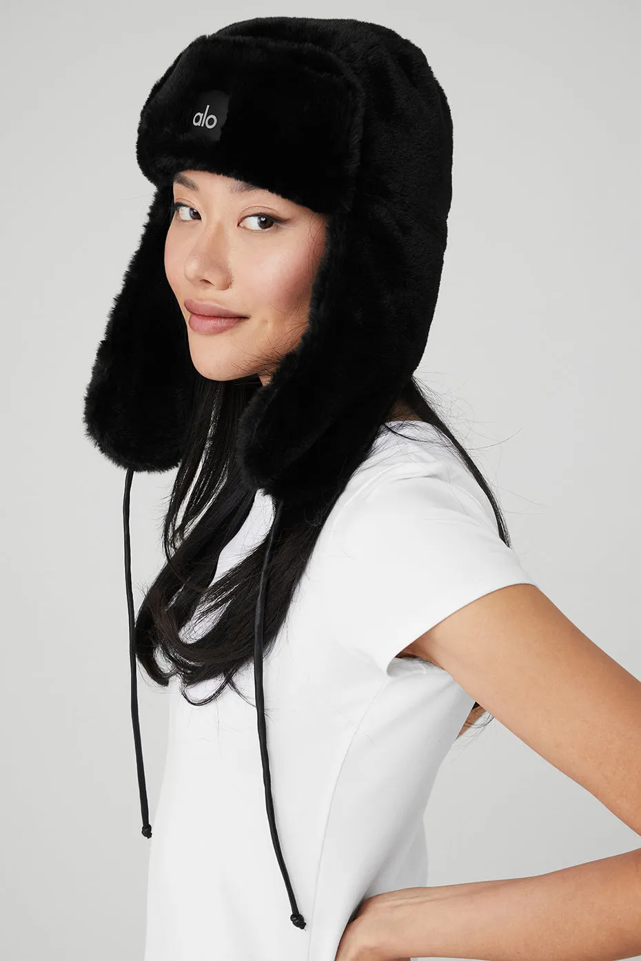 Faux Fur Polar Hat - Black