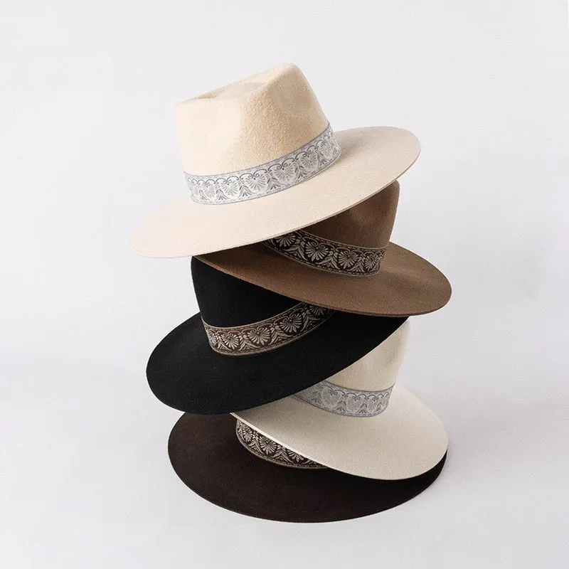 Felt Fedora With Decorative Ribbon