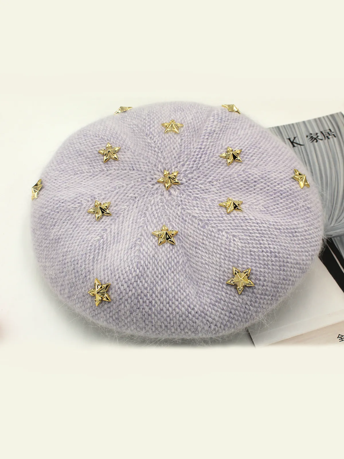 Gold Star Studded Beret