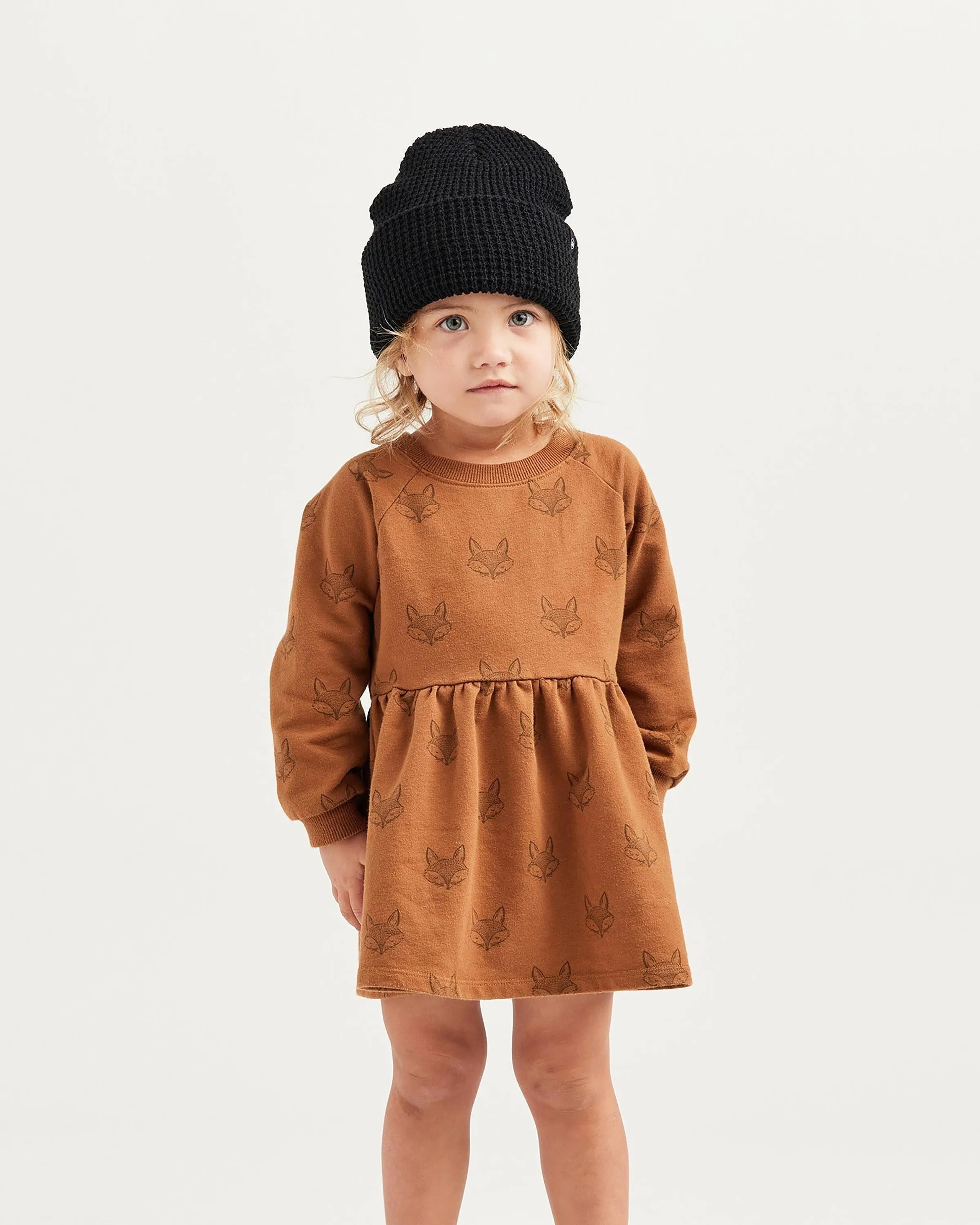 Kids Ranger Beanie in Black Waffle