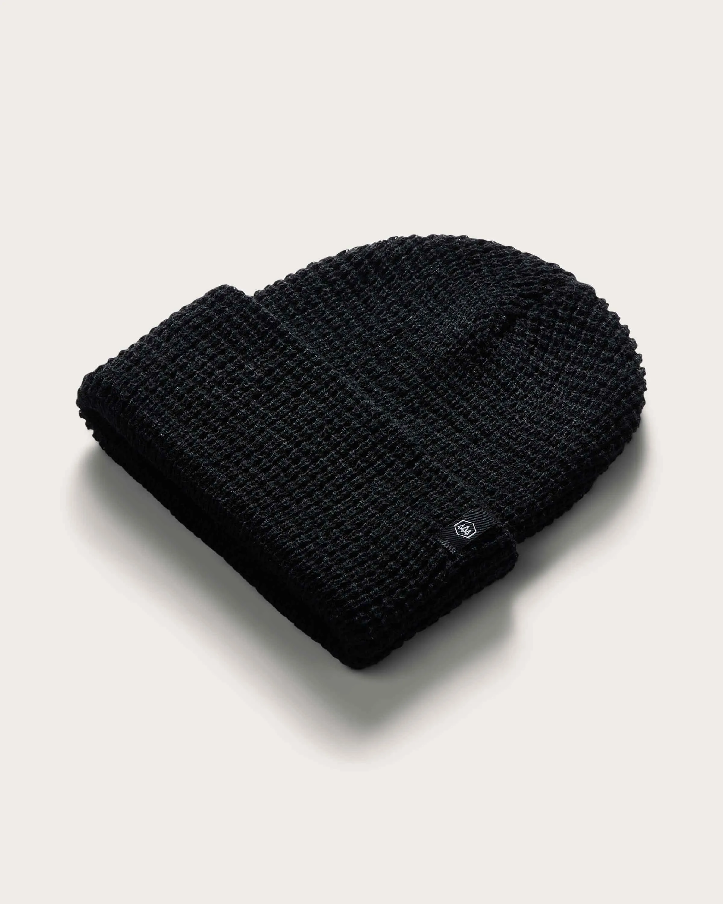 Kids Ranger Beanie in Black Waffle