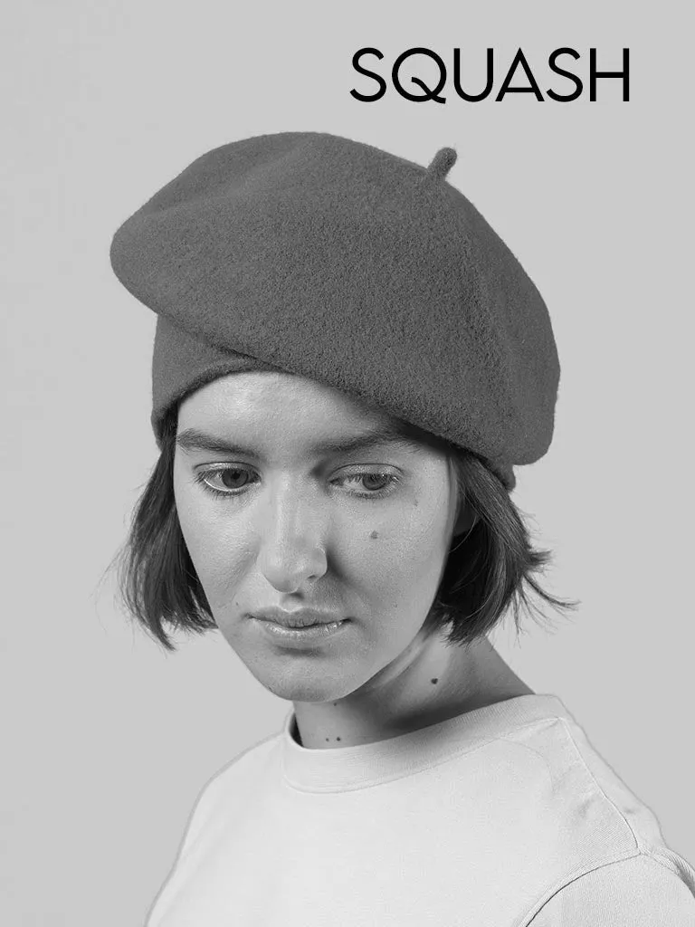 KOPKA Roll Up Woollen Felix Beret - Military with Rust Tip