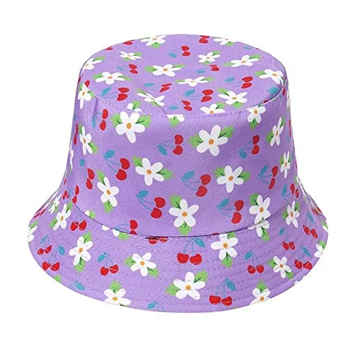 NEWBLOM Cute Flower Print Bucket Hat Fisherman Summer Animal Sun Cap