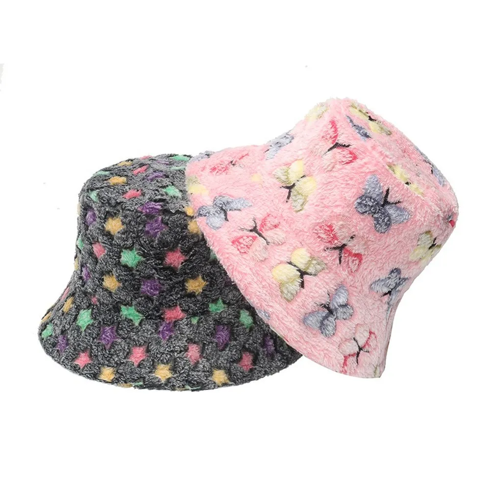 NEWBLOM Five-pointed Star Butterfly Plush Hat Fisherman Hat