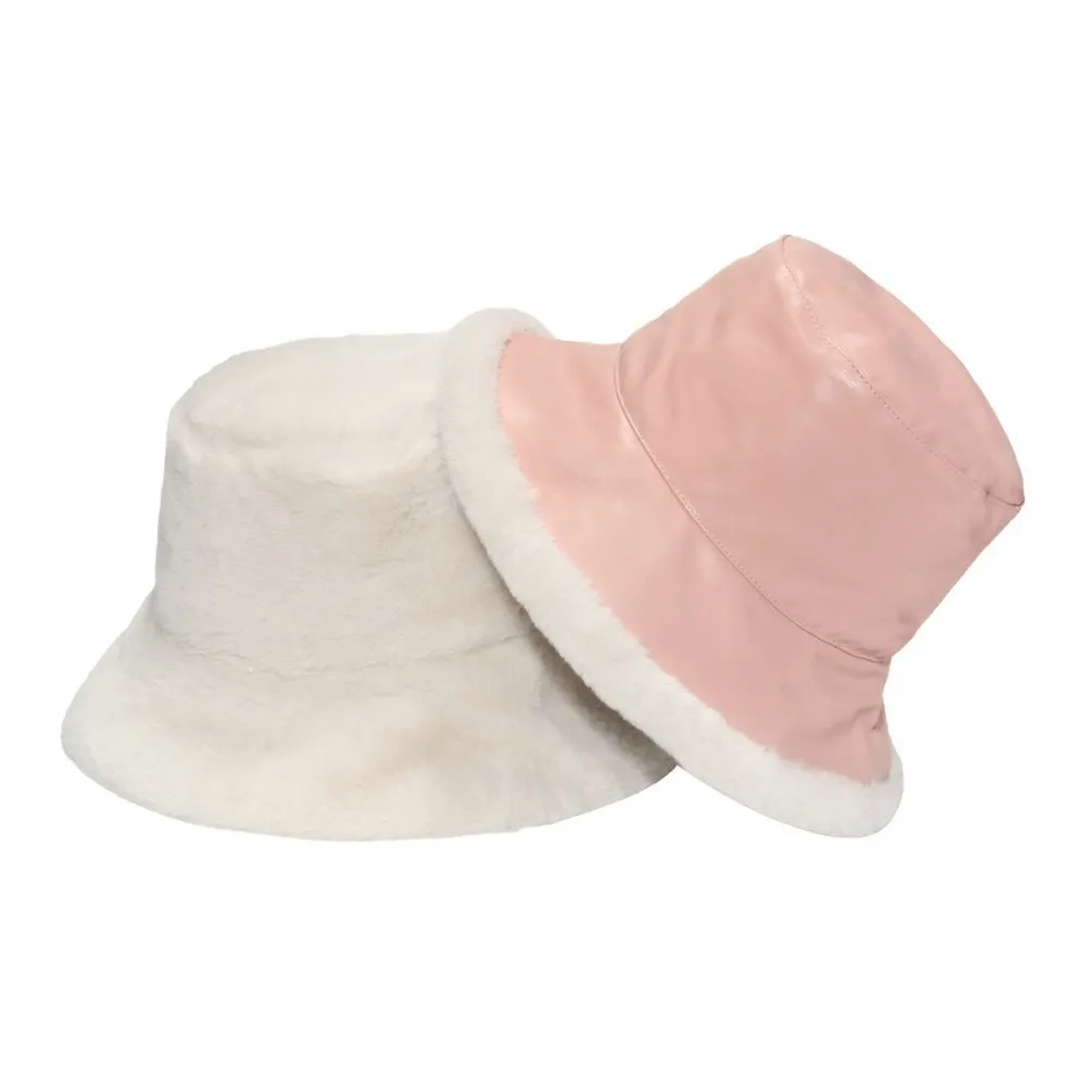 NEWBLOM Winter Leather Warm Fisherman Hat Bucket Hat