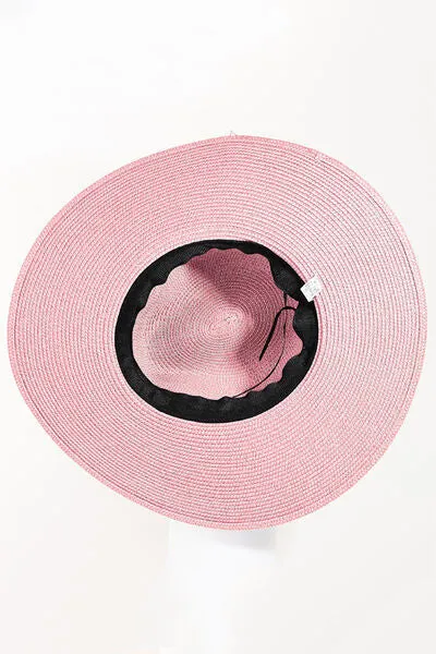 Pink Straw Fedora Hat