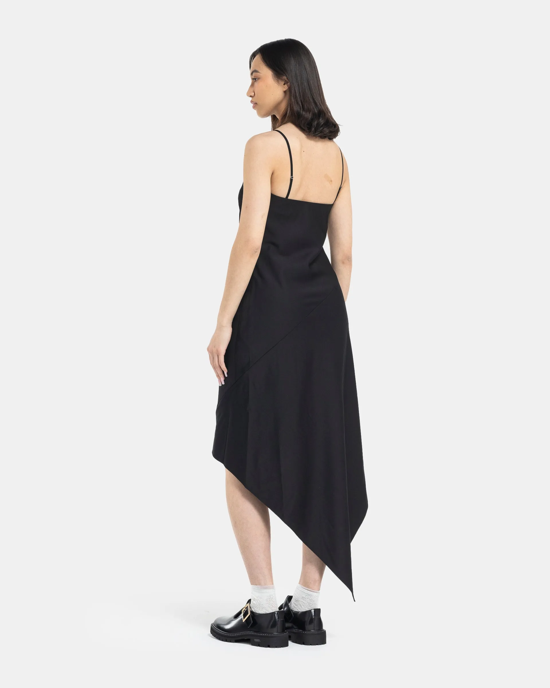 Scarf Hem Dress in Black