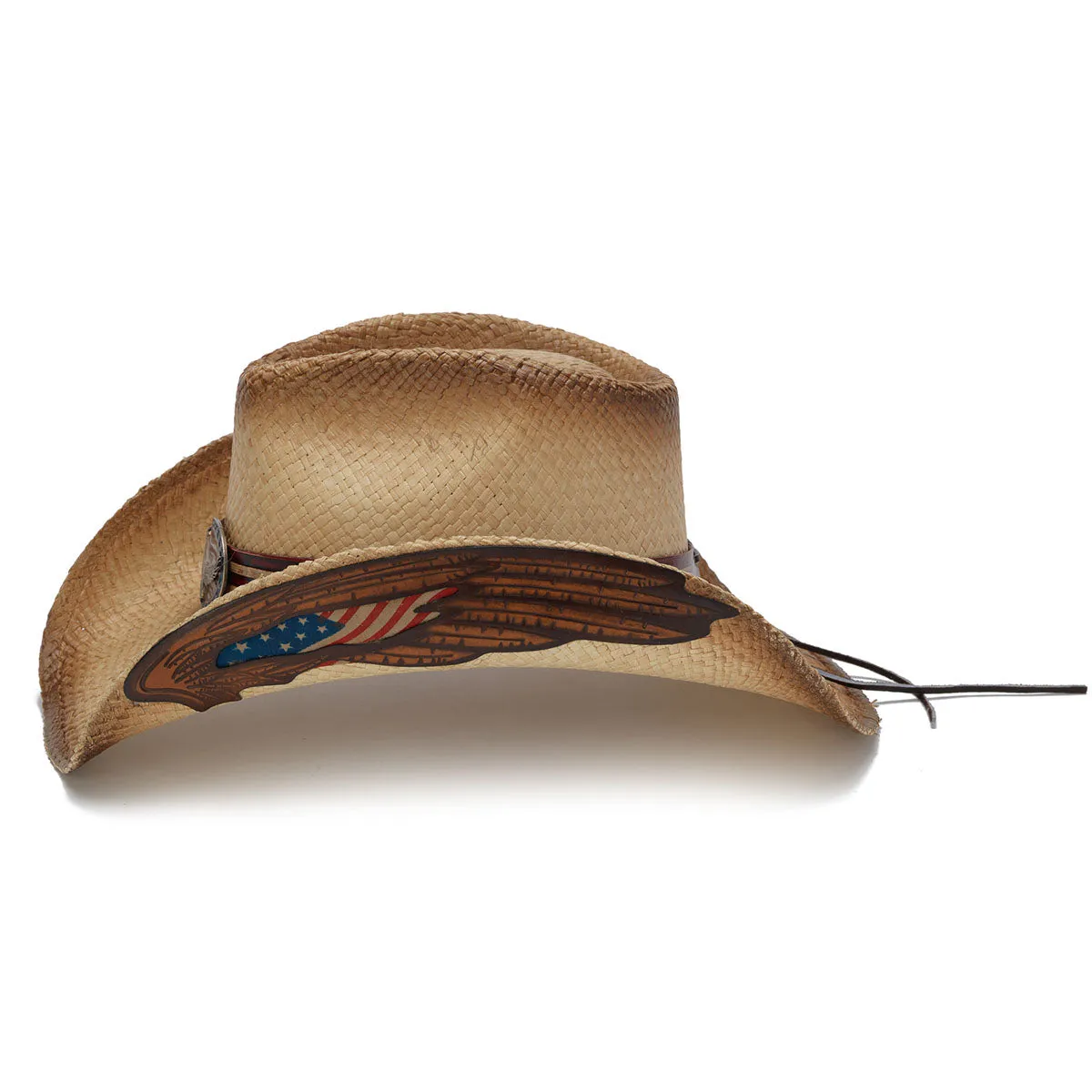 Traditional Flag Print Straw Western Hat