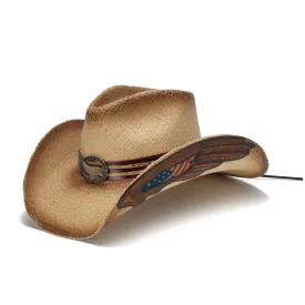 Traditional Flag Print Straw Western Hat