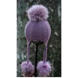 Triple Pom Braid Knit Hat