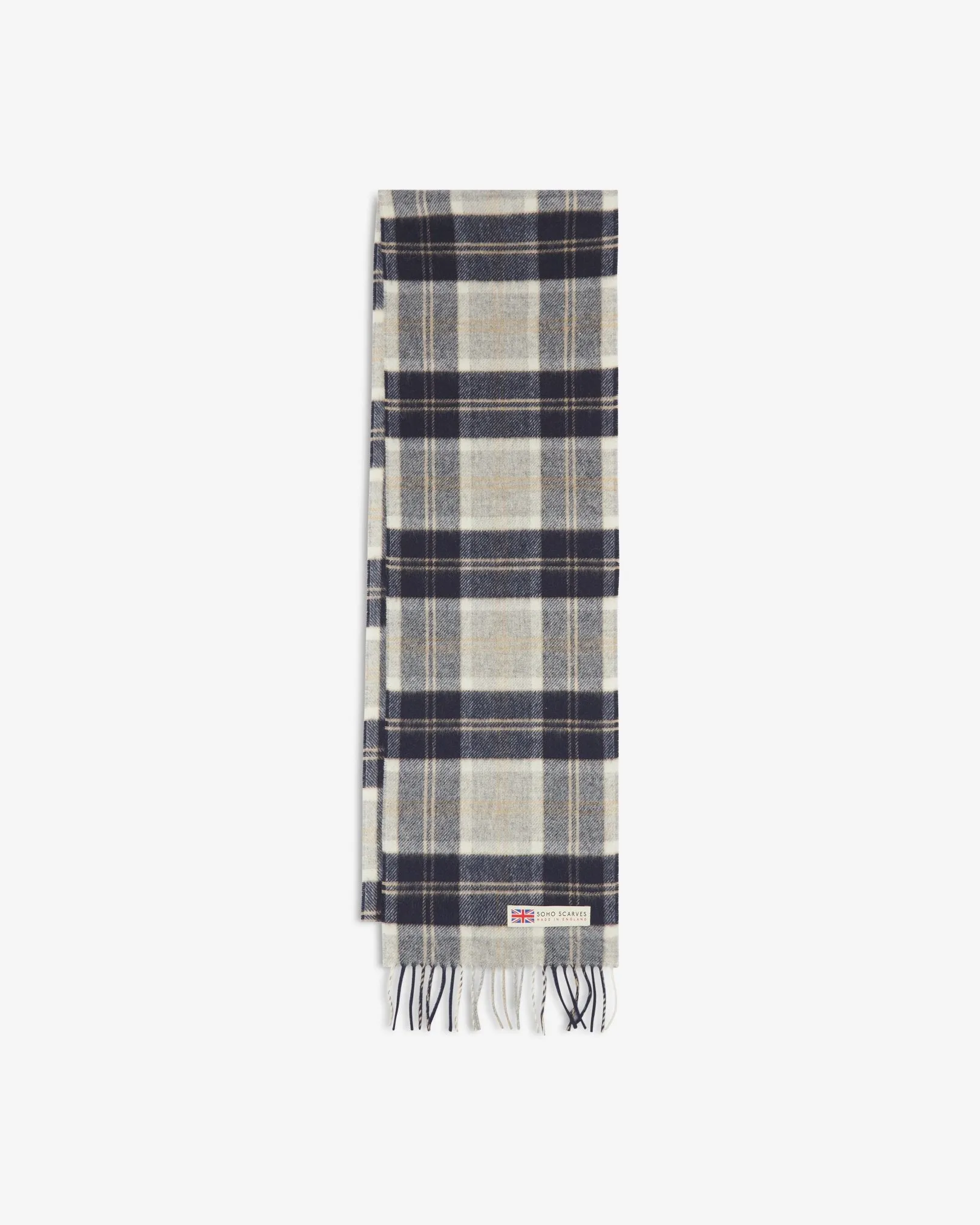 UK Wool Scarf - Highlands Tartan in Silver